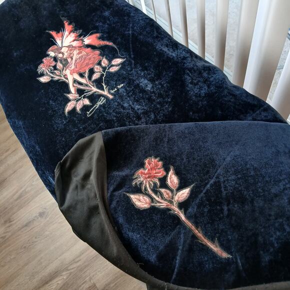 Auto Expressions Amy Brown Fairy Rose Blue Velvet Universal-Fit Front Seat Cover - Picture 4 of 14